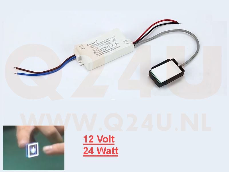 Corbett KBT-12V24A Driver LED 12V 24W con interruptor táctil – Fuente de alimentación regulable para iluminación LED de espejos